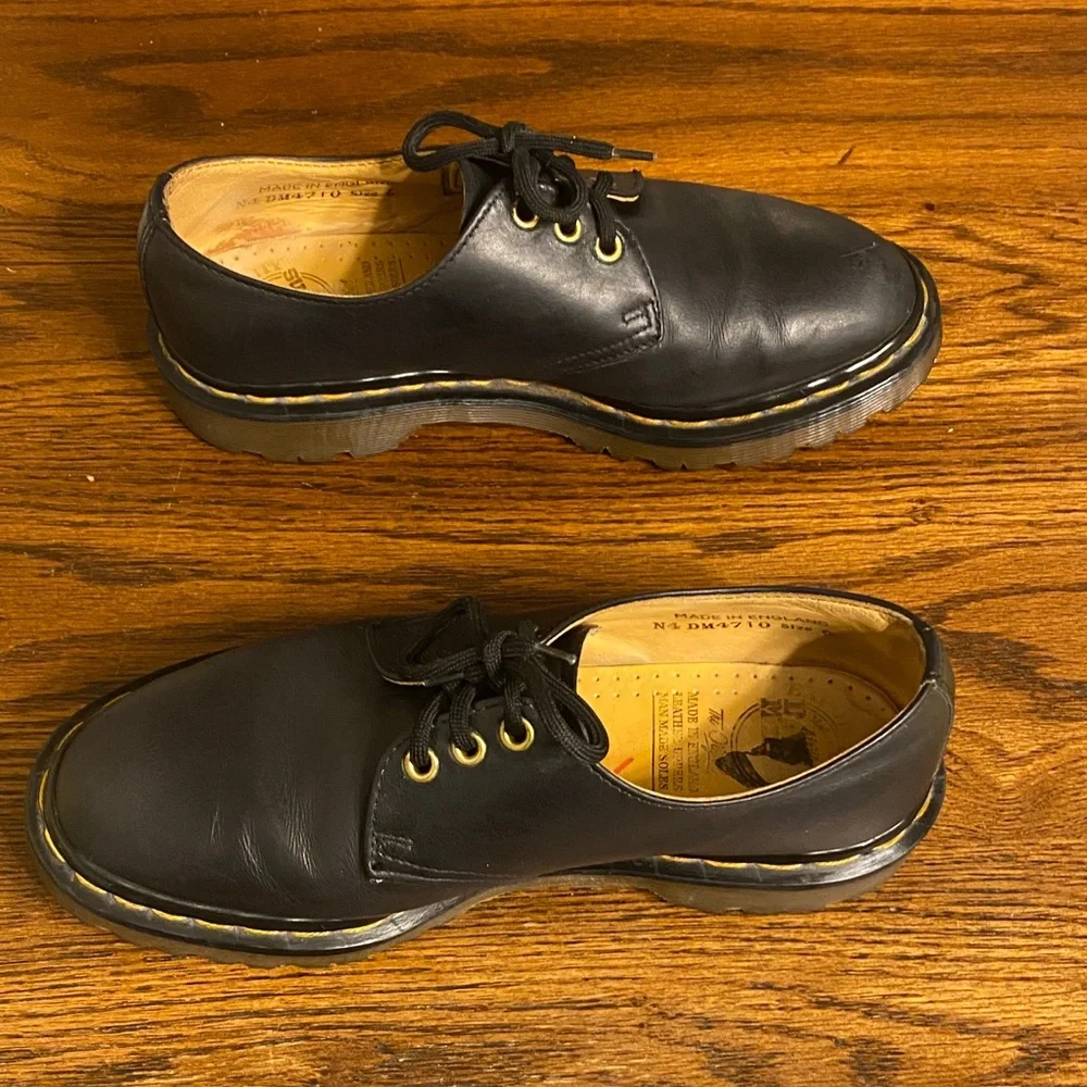 Dr. Martens Made in England 1461 Vintage 3 Eye Black Leather Oxfords UK 6 US 8 W